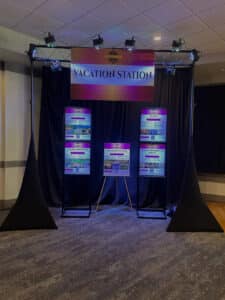 Vacation Station booth. fundraising event ideas 