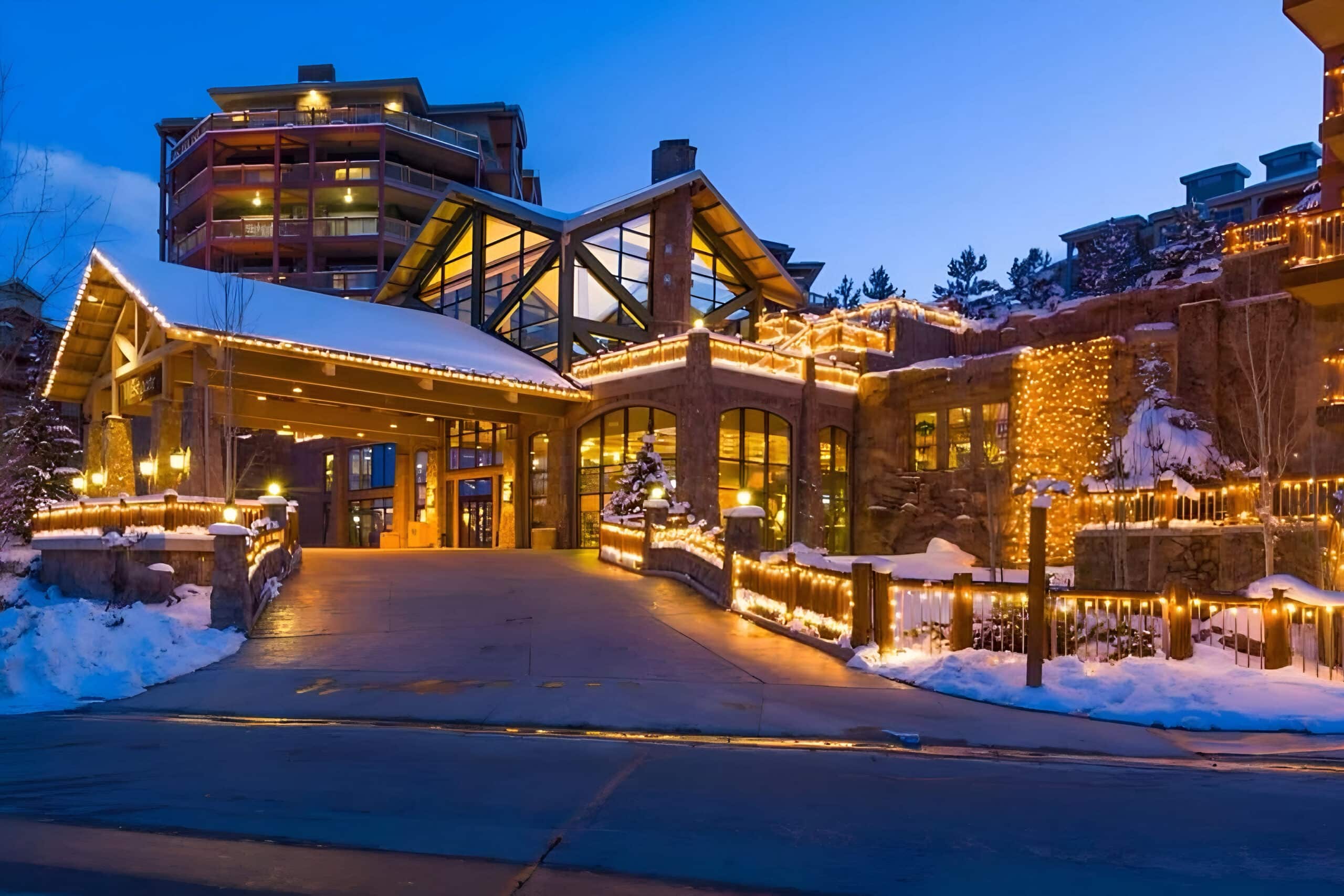 Rocky Mountain Resort, Rockies retreat, ski resort, mountain resort at night Westgate Park City Resort & Spa