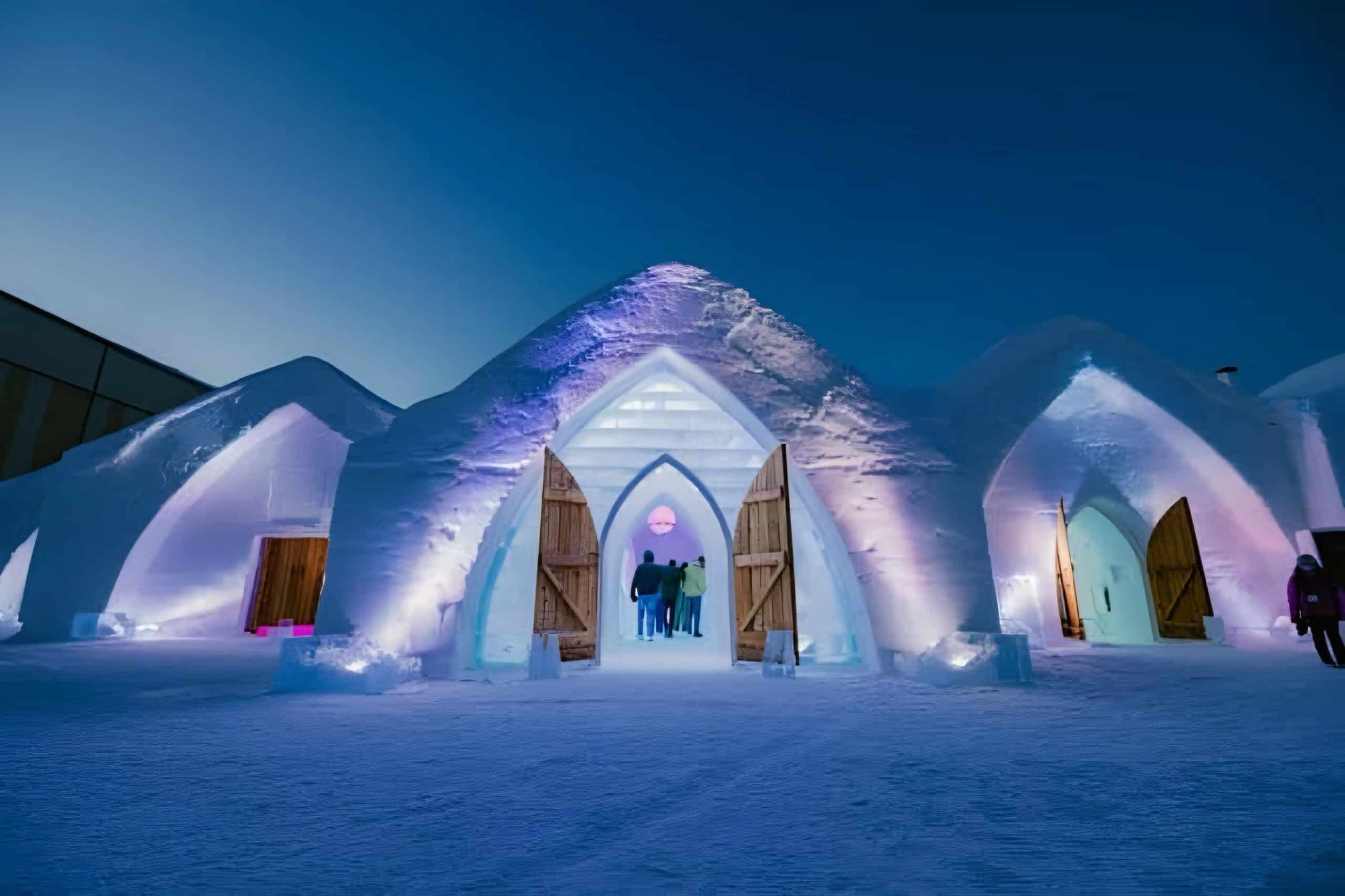 ice hotel front view, fundraising ideas, charity ideas, silent auction items, travel fundraising events