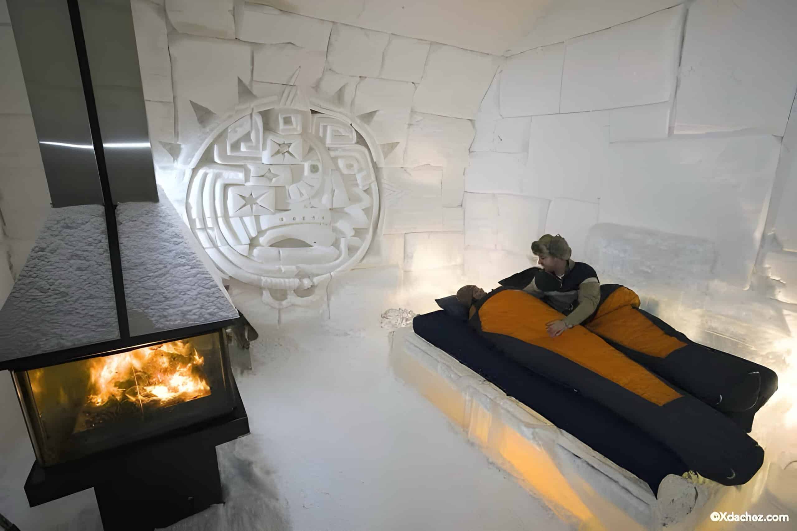 Ice hotel inside room, fundraising ideas, charity ideas, silent auction items, travel fundraising events