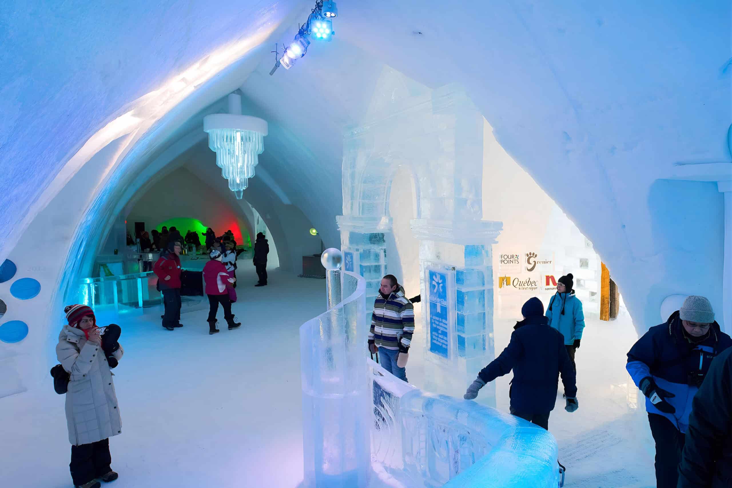 Ice hotel lobby, fundraising ideas, charity ideas, silent auction items, travel fundraising events