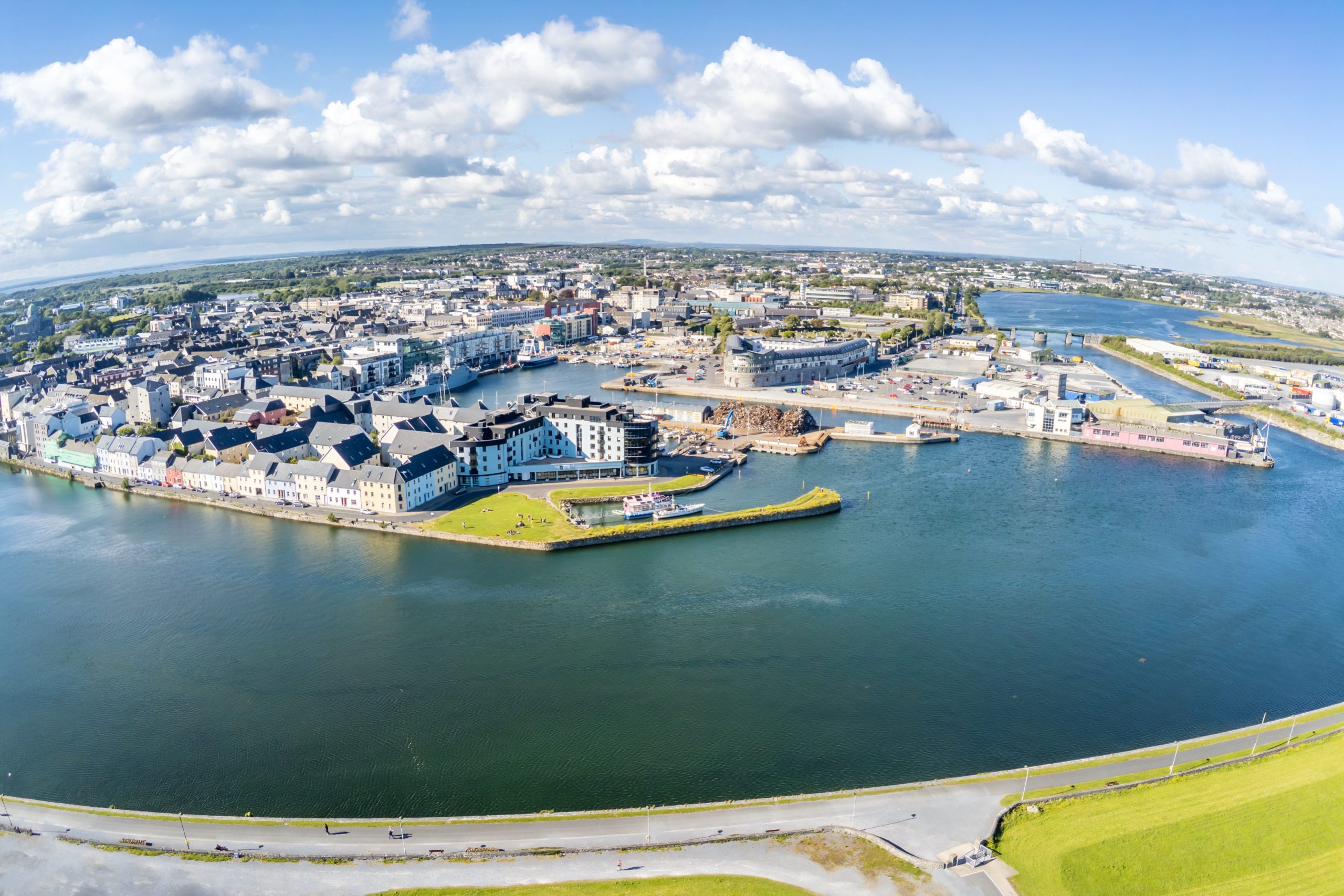 aerial view of Galway Pier, consignment travel providers, charity auction travel packages, vacation fundraising, travel fundraising, fundraising ideas, charity ideas, silent auction items, travel fundraising events